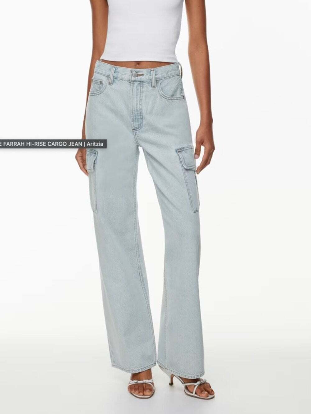 Denim Forum The Farrah Hi-Rise Wide Cargo Denim Pants
